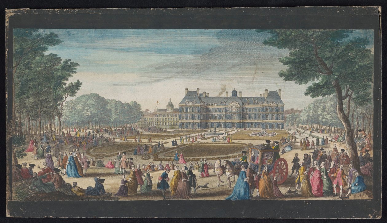 Kilátás a párizsi Palais du Luxembourgra a kertből nézve Les promenades du Luxembourg (cím a tárgyon) alkotó: Jacques Rigaud