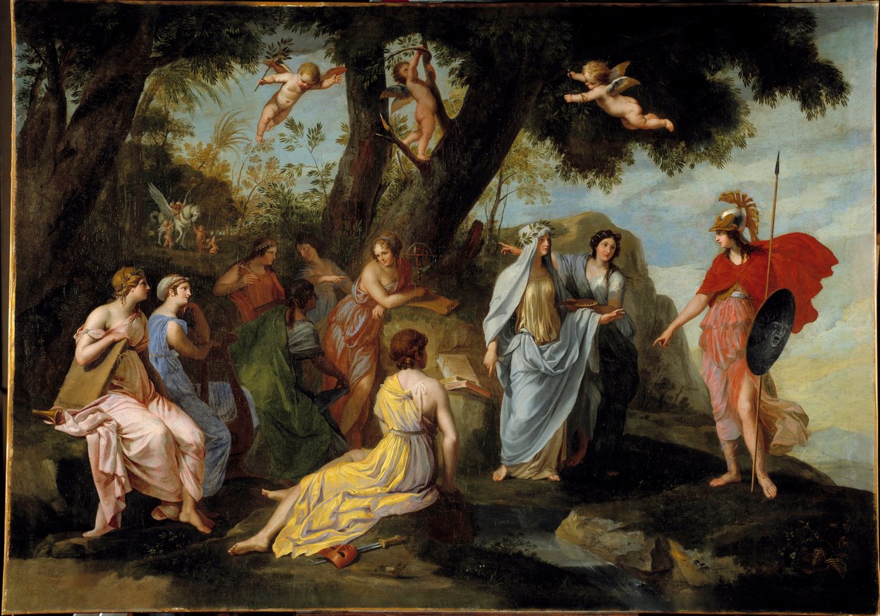 Bányász a múzsákban Jacques Stella (1596-1657) festménye 1640 V. 1,16x1,62 m alkotó: Jacques Stella