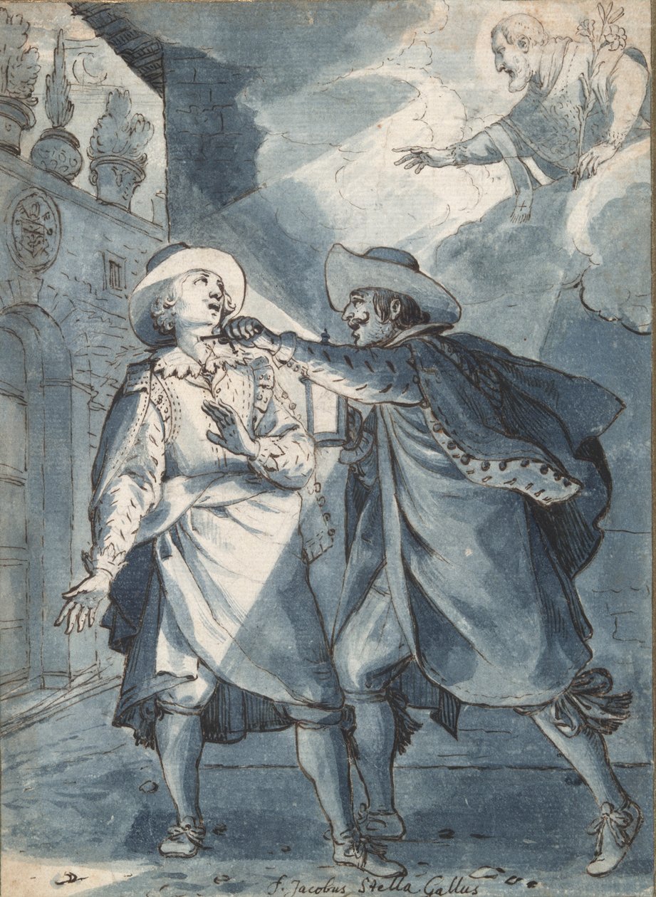 Paolo de Bernardis leszúrása, előkészítő tanulmány Christian Sas metszetéhez alkotó: Jacques Stella