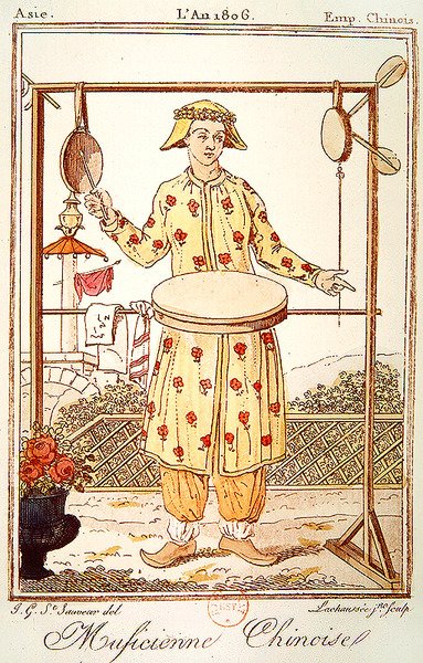 Kínai zenész, 1806 (színes metszet) alkotó: Jacques after Grasset de Saint Sauveur