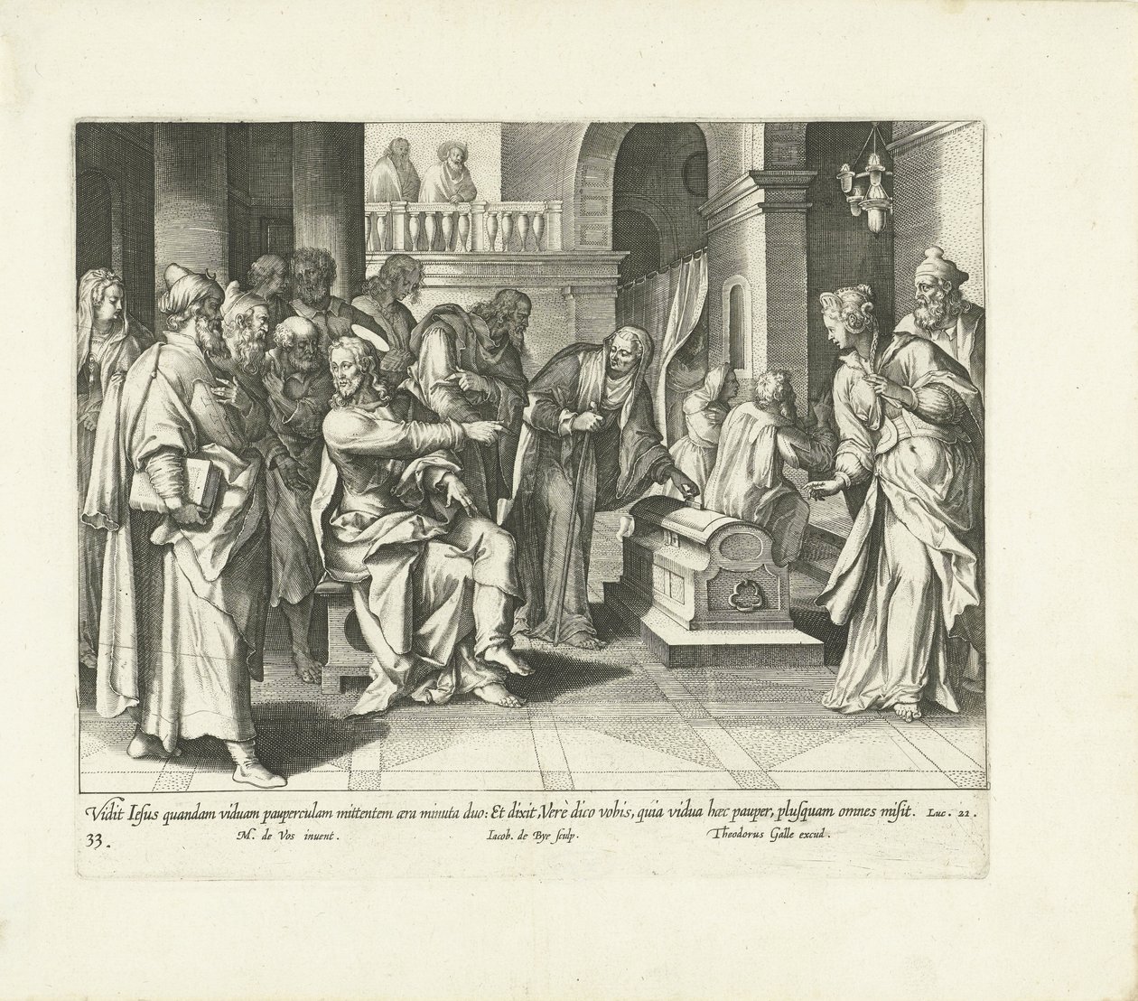 A szegény özvegy nagylelkűsége Vita, passio et resvrrectio Iesv Christi (sorozat címe) Krisztus élete, szenvedése és feltámadása (sorozat címe) alkotó: Jacques de Bie