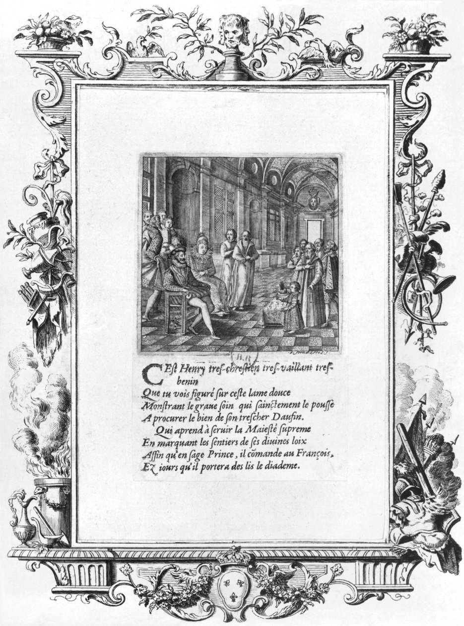 IV. Henrik (1553-1610) Franciaország és Navarra királya tanítja a Dauphin Louis de France-t, a leendő XIII. Lajos (1601-43) 1605 körül alkotó: Jacques de Fornazeris