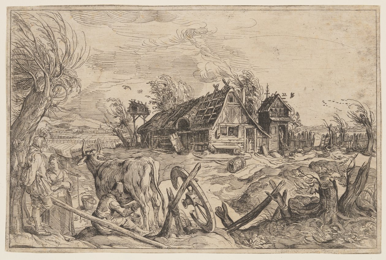 Tájkép egy parasztházzal alkotó: Jacques de Gheyn II
