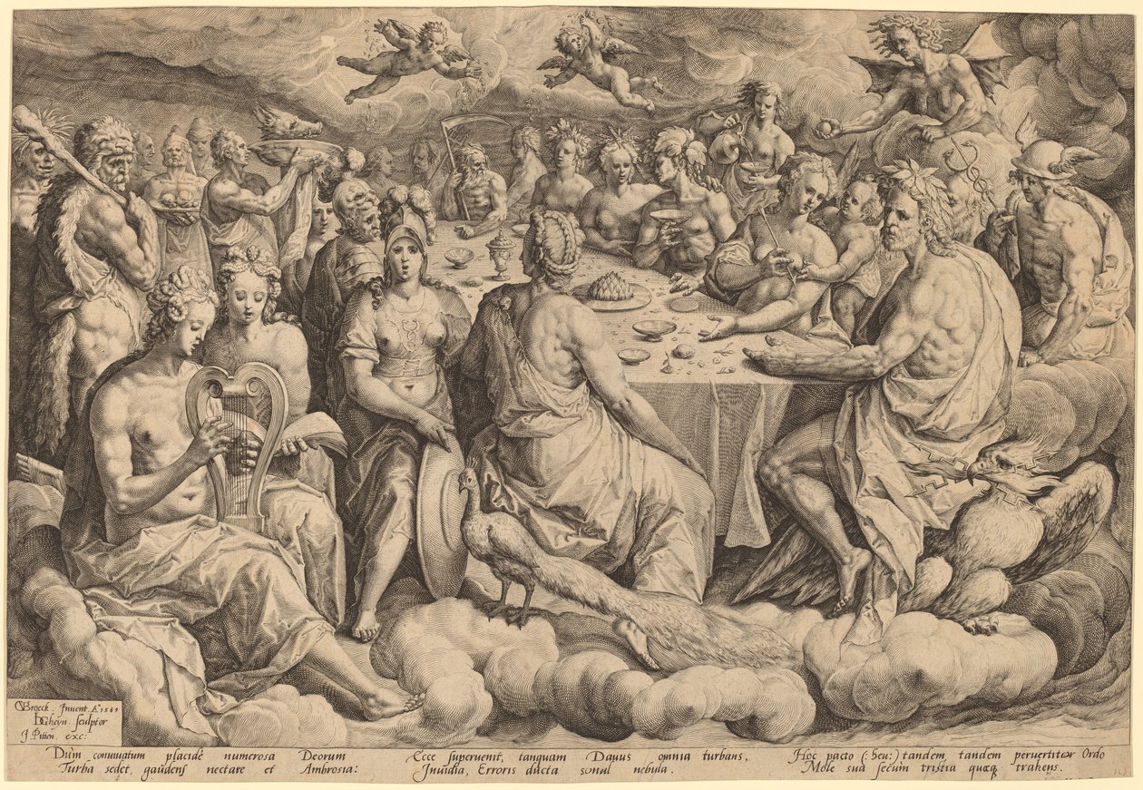 Az istenek bankettje Peleus és Thetis esküvőjén alkotó: Jacques de Gheyn II, after Crispen van den Broecke