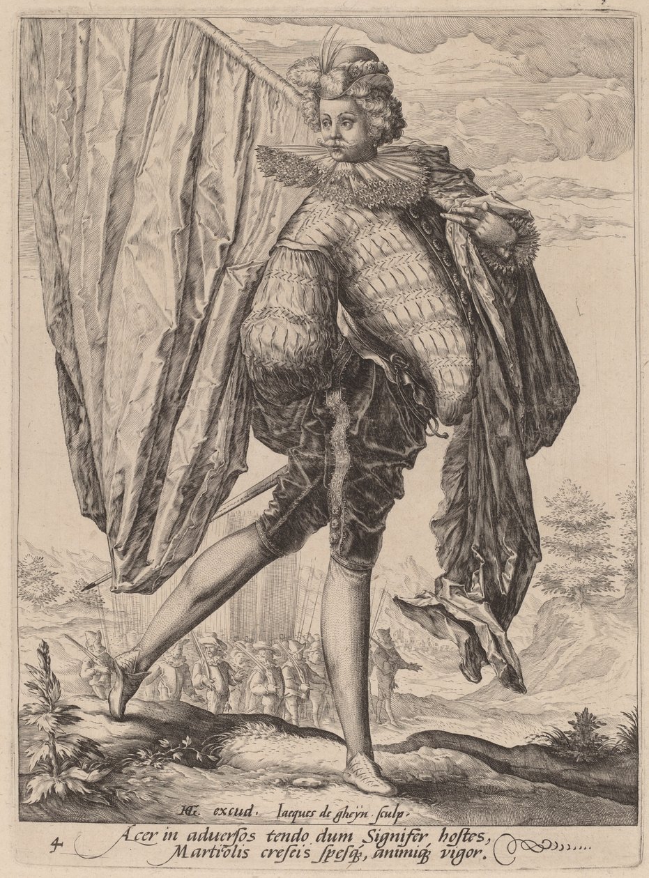 Széles karddal és pajzzsal felfegyverzett katona alkotó: Jacques de Gheyn II after Hendrik Goltzius