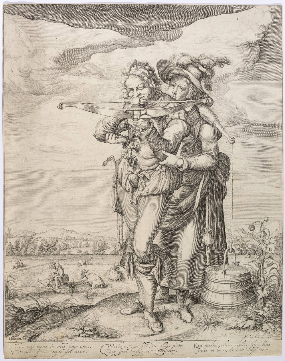 A számszeríjász és a tejeslány c. 1610. alkotó: Jacques de Gheyn the Younger