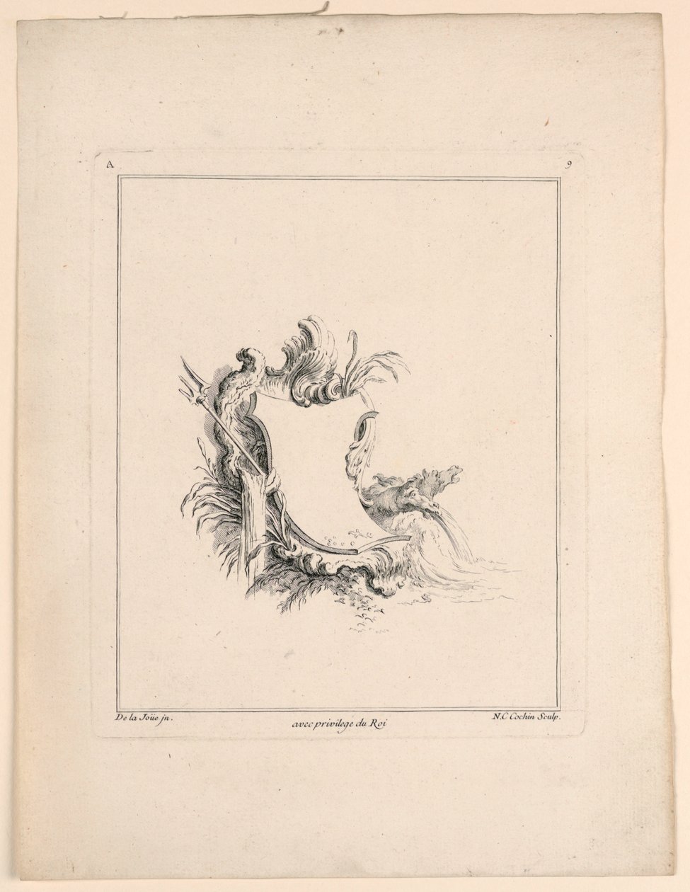 Escutcheon, a "Recueil Nouveau de Differens Cartouche"-ból alkotó: Jacques de Lajoüe