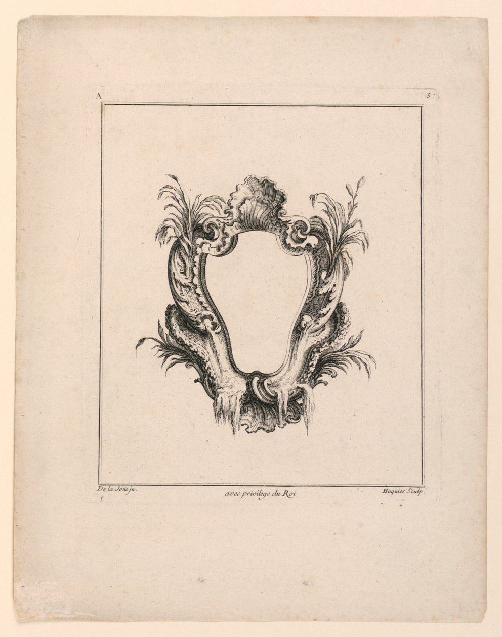 Escutcheon, a "Recueil Nouveau de Differens Cartouche"-ból alkotó: Jacques de Lajoüe
