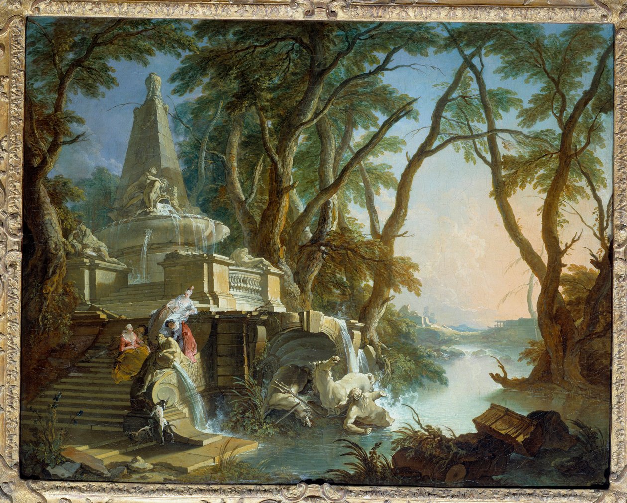 Táj alkotja vagy „a folyó” Piramis szökőkút Neptunusz szobor törött. Jacques de Lajoue (1686-1761) festménye 18. század V. 0,81 x 1,01 m alkotó: Jacques de Lajoüe