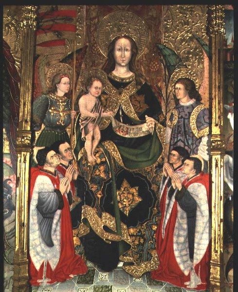 Madonna és gyermek, a Paeria oltárkép központi táblája Szent Mihály tiszteletére alkotó: Jaime Ferrer II