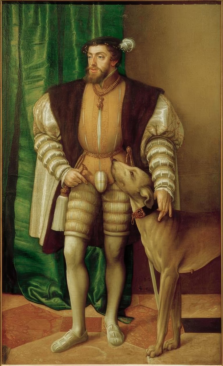 V. Károly császár ulmeri masztiffjával alkotó: Jakob Seisenegger