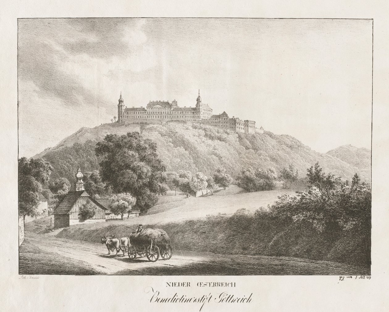 Alsó-Ausztria, bencés kolostor Gottereichben, 1819. alkotó: Jakob Alt