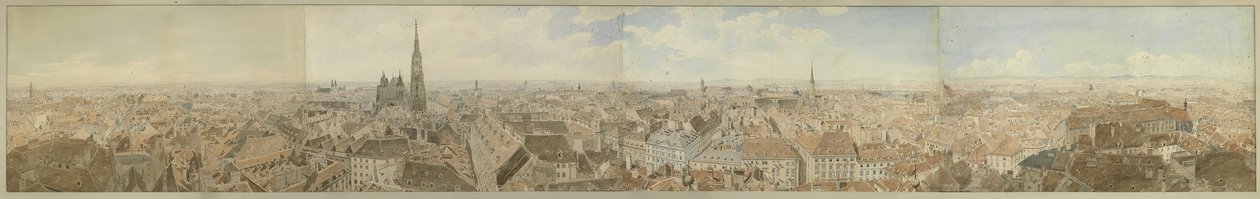 Bécs panorámája a Szent Péter-templom kupolájáról alkotó: Jakob Alt