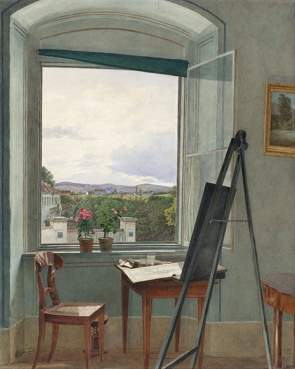 Kilátás a művész alservorstadti műterméből Dornbach felé, 1836 alkotó: Jakob Alt