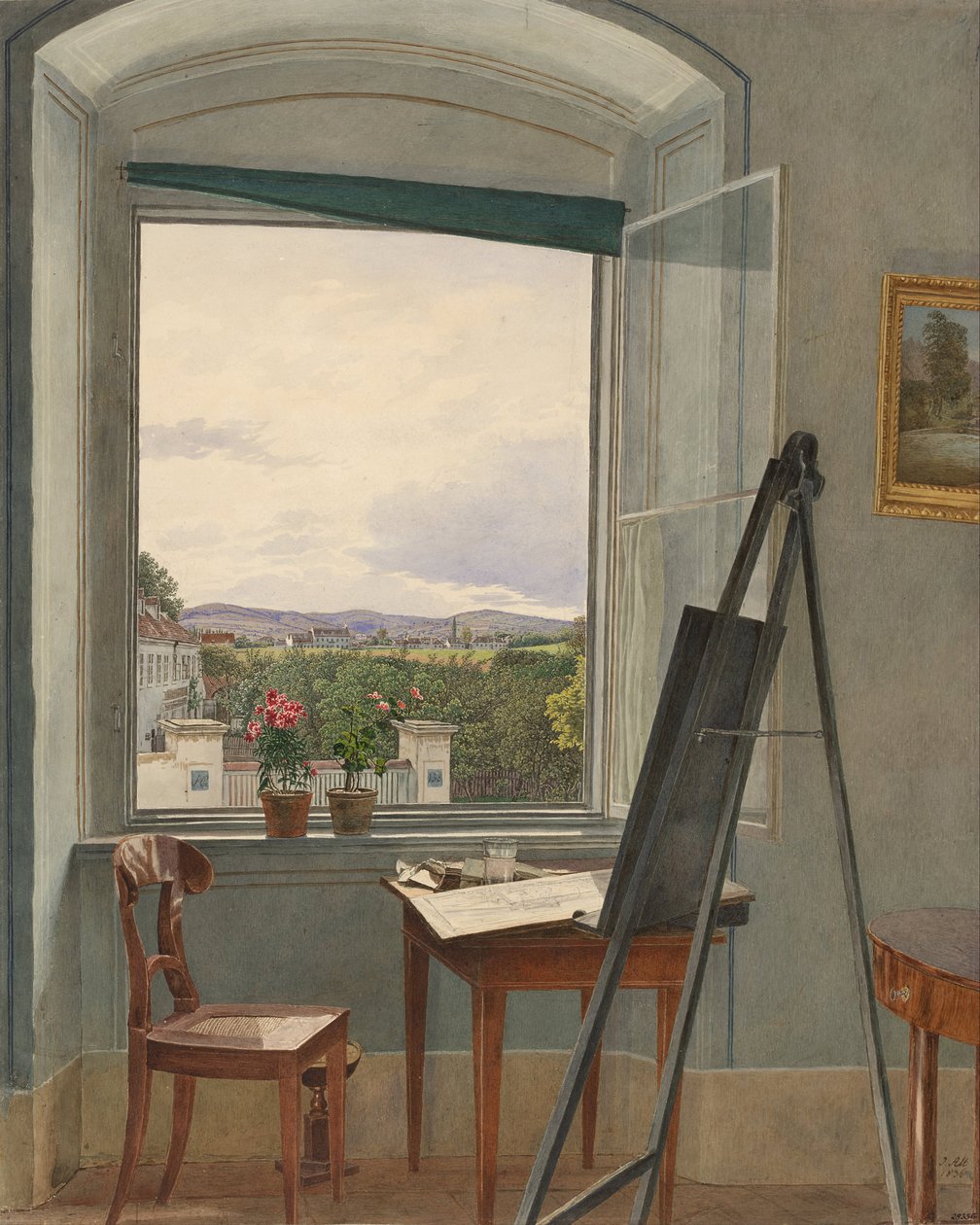 Kilátás az Alservorstadti Művészstúdióból Dornbach felé, 1836 alkotó: Jakob Alt
