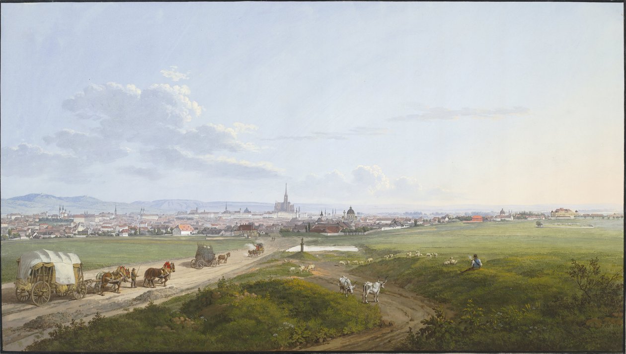 Bécs látképe a Keresztfonóról, 1817 alkotó: Jakob Alt