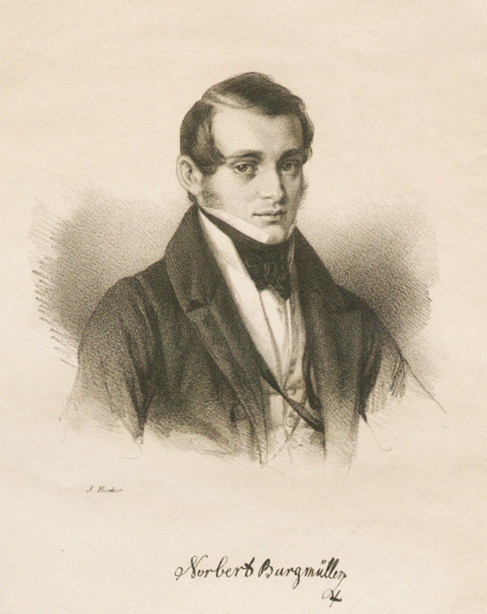 Burgmüller Norbert zeneszerző portréja 1810-1836, 1836 alkotó: Jakob Becker