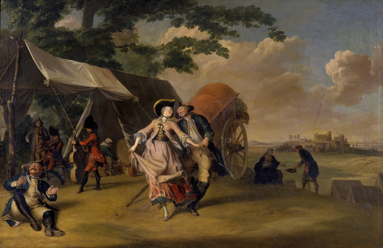 Tánc a táborban, 1765 alkotó: Jakob Michel