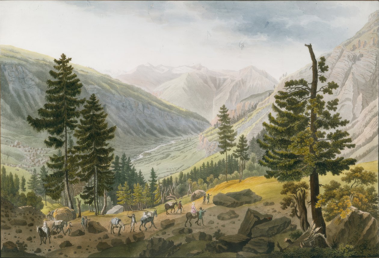 Hegyi táj öszvérkaravánnal alkotó: Jakob Samuel Weibel