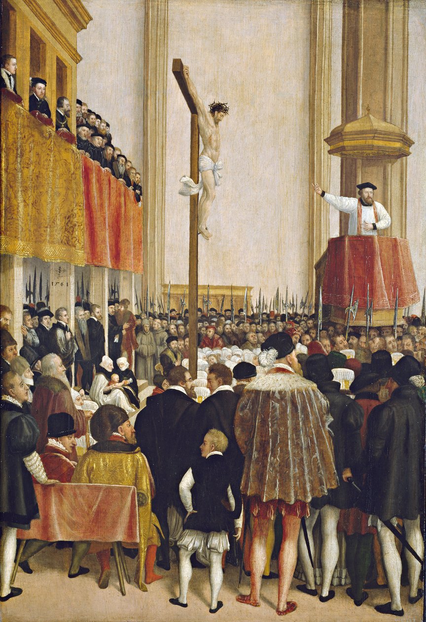 Cornelio Musso pápa legátusának prédikációja a bécsi Ágoston-templomban alkotó: Jakob Seisenegger