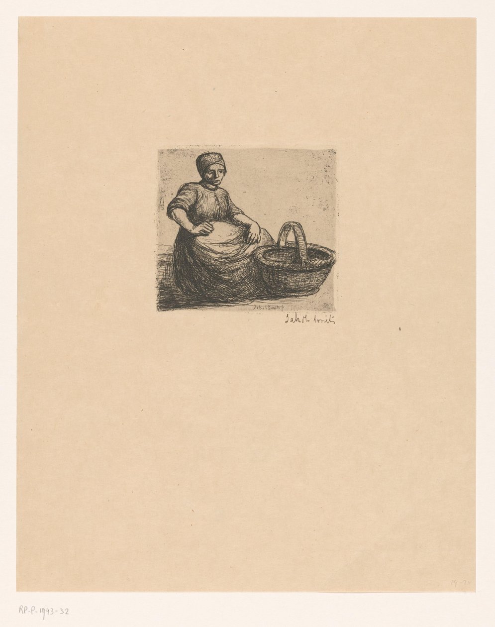Farmer kosárral Vajgazda (cím a tárgyon) alkotó: Jakob Smits (signed by artist)