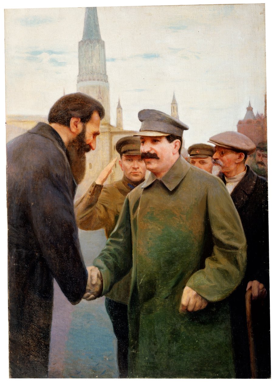 Josef Sztálin és Otto Y Schmidt geofizikus, 1930-as évek alkotó: Jakov Kalinichenko