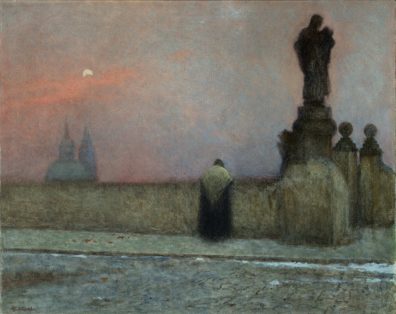 Debut de Soiree Hradcanyban (Prága, Csehország) - Kora este Hradcanyban - Jakub Schikaneder (1855-1924). Olajfestmény alkotó: Jakub Schikaneder