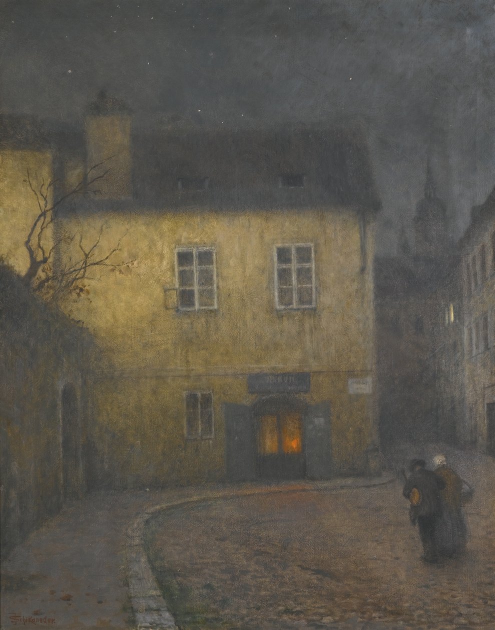 Egy utcasarok Prágában, kb. 1900 alkotó: Jakub Schikaneder