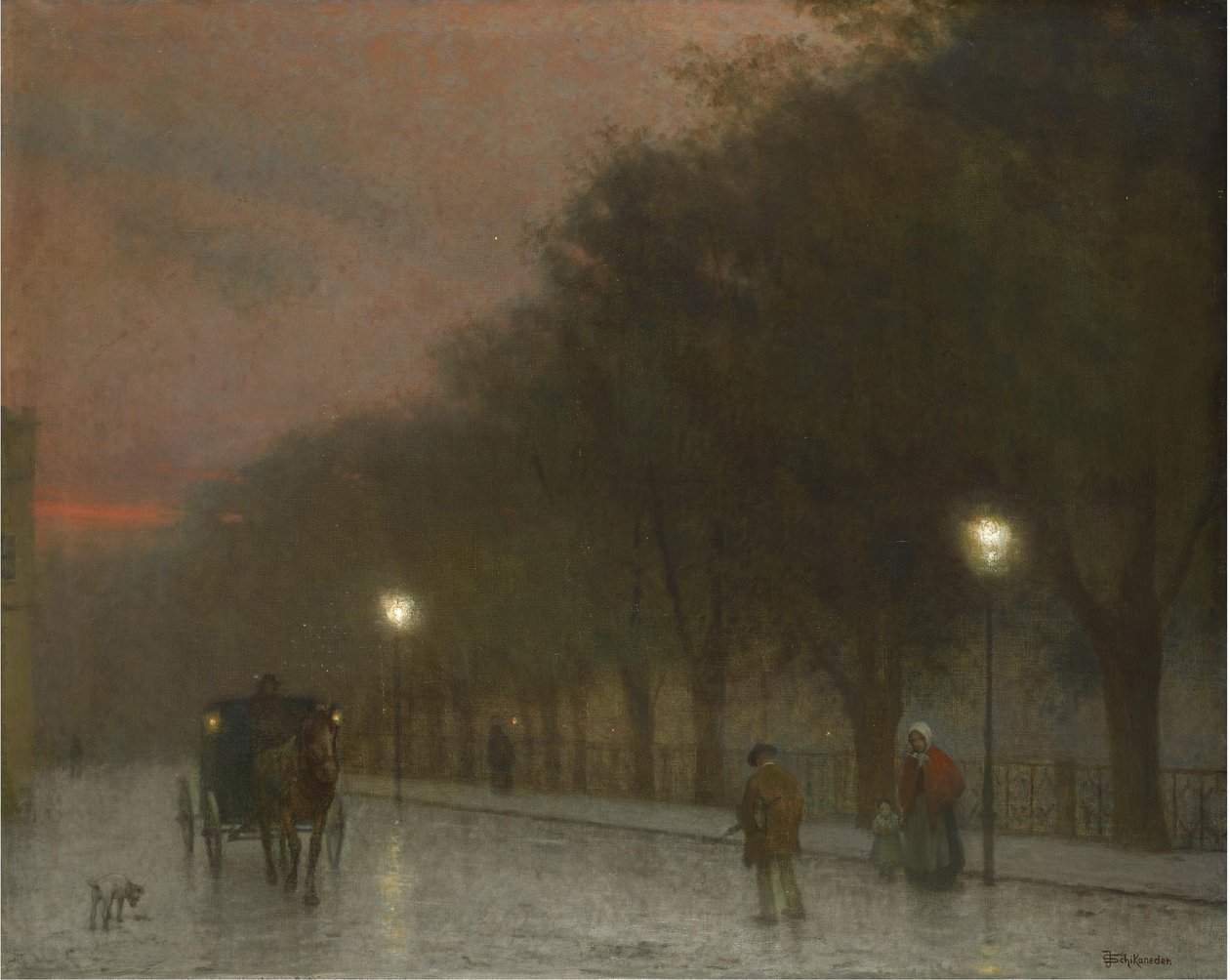 Prága alkonyatkor, kb. 1910 alkotó: Jakub Schikaneder