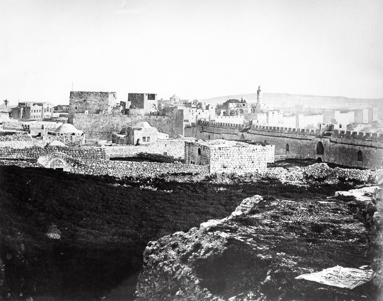 Krisztus-templom és a Jaffa-kapu, Jeruzsálem, 1857 alkotó: Felice Beato