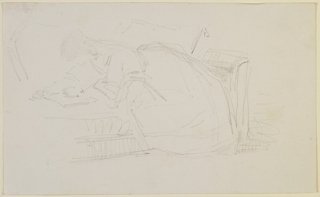Egy kanapén fekvő lány, olvas, 1858-60 (ceruza törtfehér szőtt papíron) alkotó: James Abbott McNeill Whistler