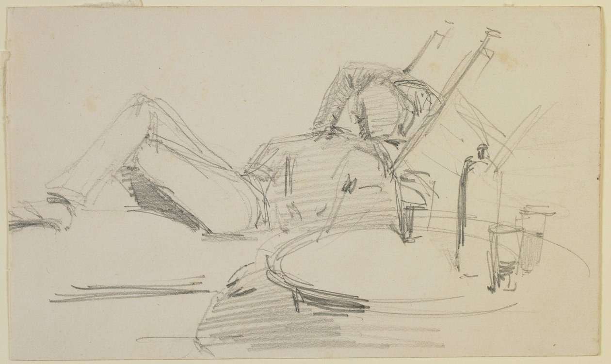 Férfi egy ágyon fekve, 1858 (ceruza törtfehér szőtt papíron) alkotó: James Abbott McNeill Whistler