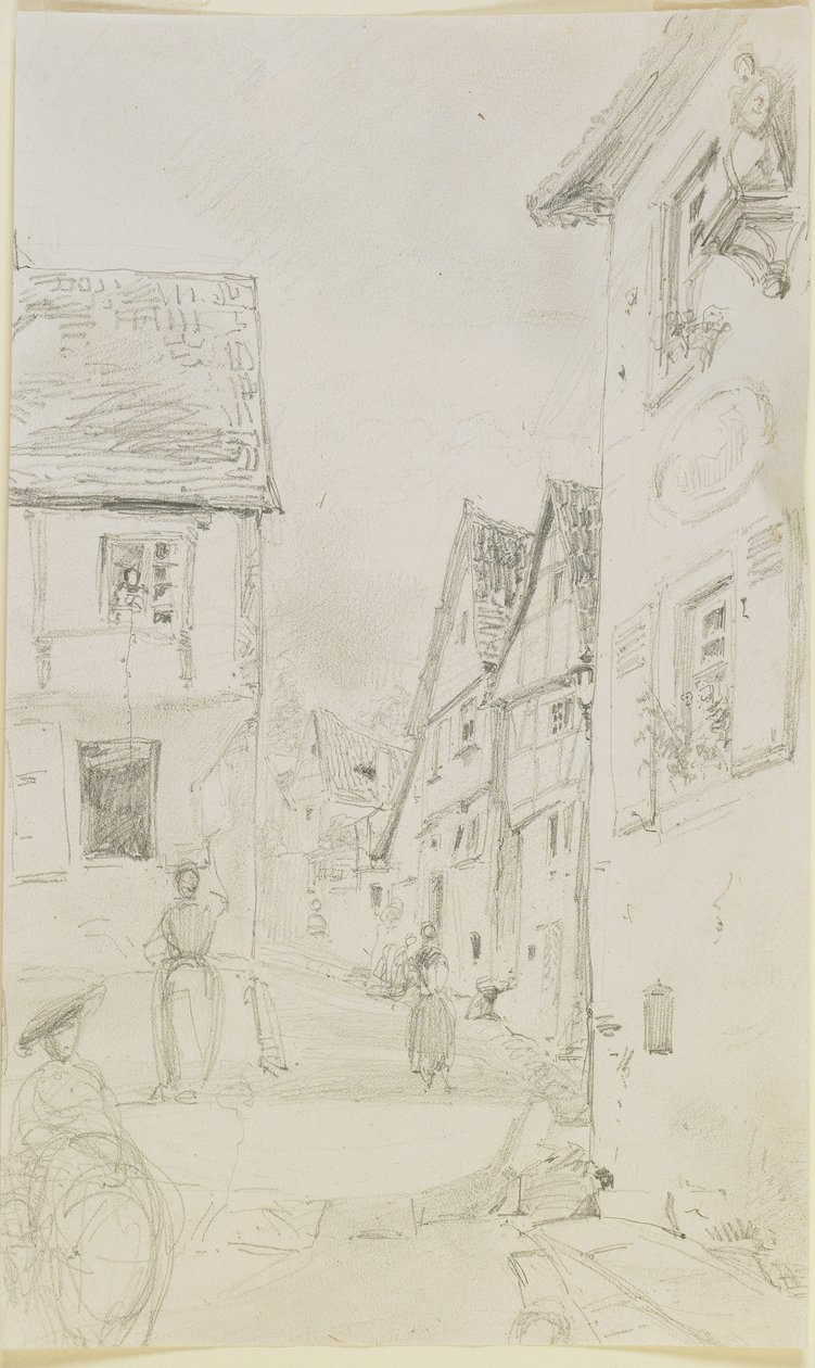 Utcai jelenet, 1858 (ceruza törtfehér szőtt papíron) alkotó: James Abbott McNeill Whistler