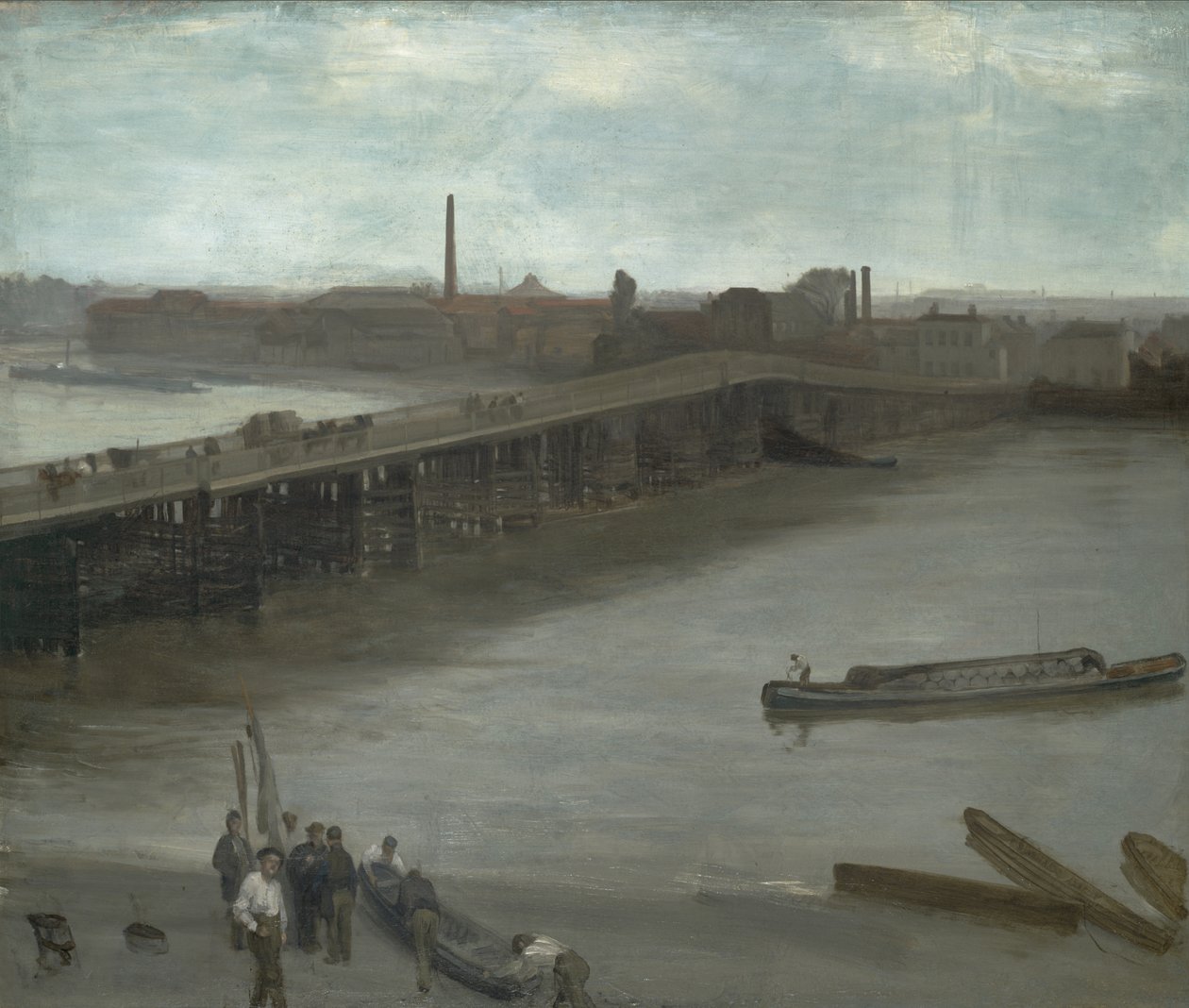 Barna és ezüst: Old Battersea Bridge, 1859-1863 (olaj, vászon, masonitra szerelve) alkotó: James Abbott McNeill Whistler