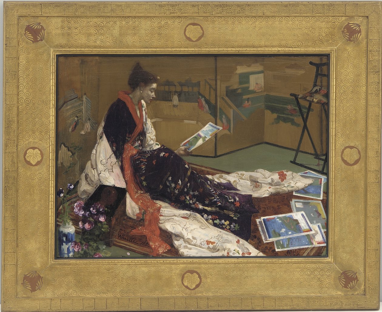 Caprice lila és arany színben: The Golden Screen, 1864 (olaj, falemez) alkotó: James Abbott McNeill Whistler