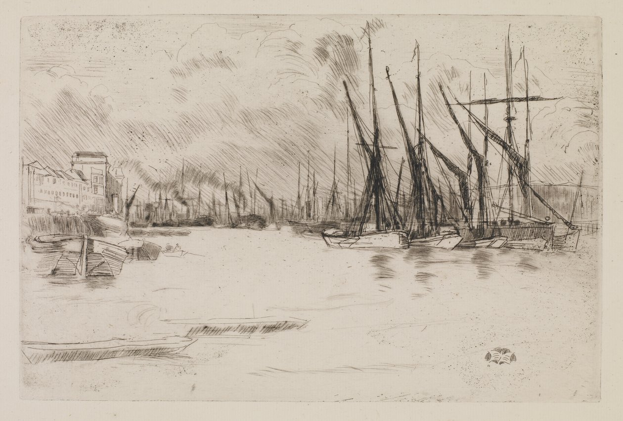 Pickle-Herring lépcsőről, 1878 körül (rézkarc és szárazhús papíron) alkotó: James Abbott McNeill Whistler