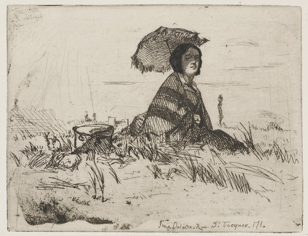 Teljes napfényben, 1858 (metszet, papír) alkotó: James Abbott McNeill Whistler