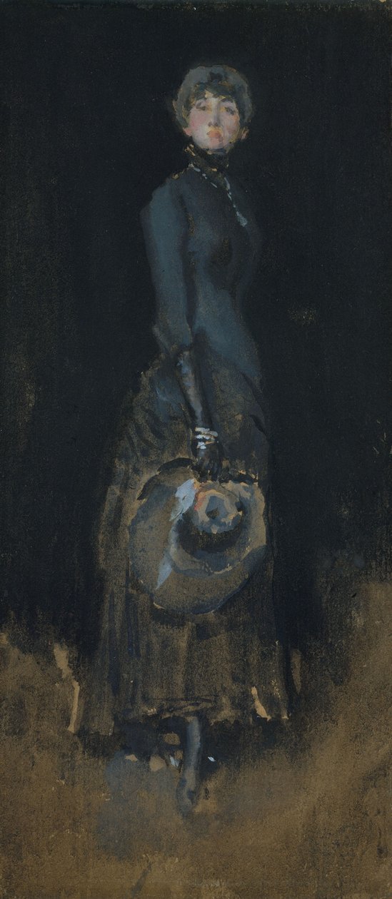 Szürke ruhás hölgy, 1883 körül (wc és gouache, sötétbarna vászonpapír) alkotó: James Abbott McNeill Whistler