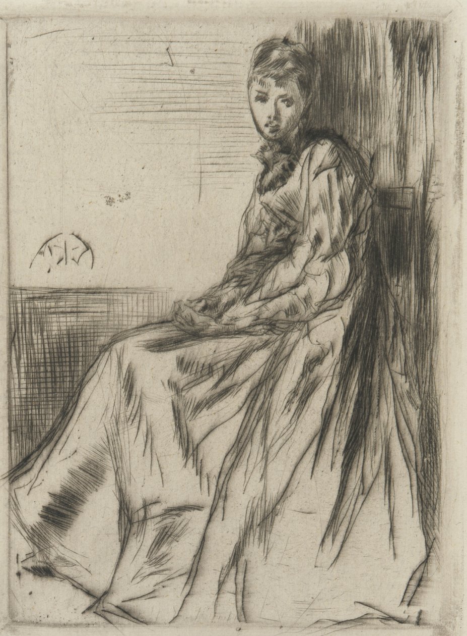 Maude, ülő, 1873 (szárazpont papíron) alkotó: James Abbott McNeill Whistler