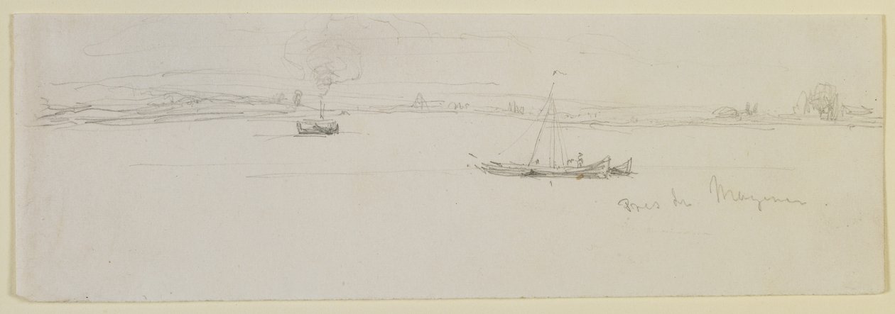 Mayence közelében, 1858 (ceruza, fehér papír) alkotó: James Abbott McNeill Whistler