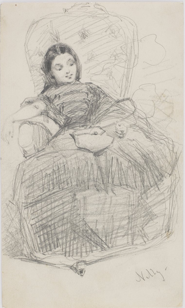 Nelly (Helen Ionides) 1866-69 (ceruza, fehér papír) alkotó: James Abbott McNeill Whistler