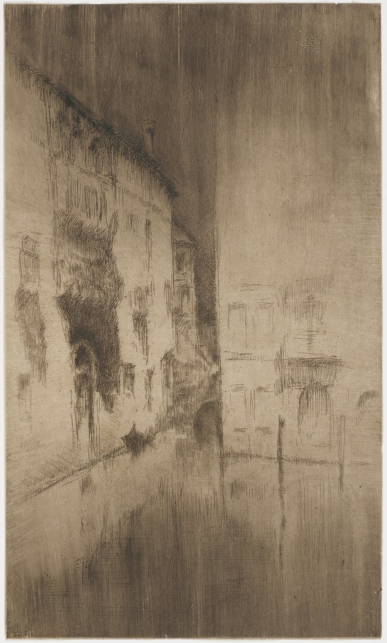 Noktürn: Paloták, 1879-80 (rézkarc és szárazhús papíron) alkotó: James Abbott McNeill Whistler
