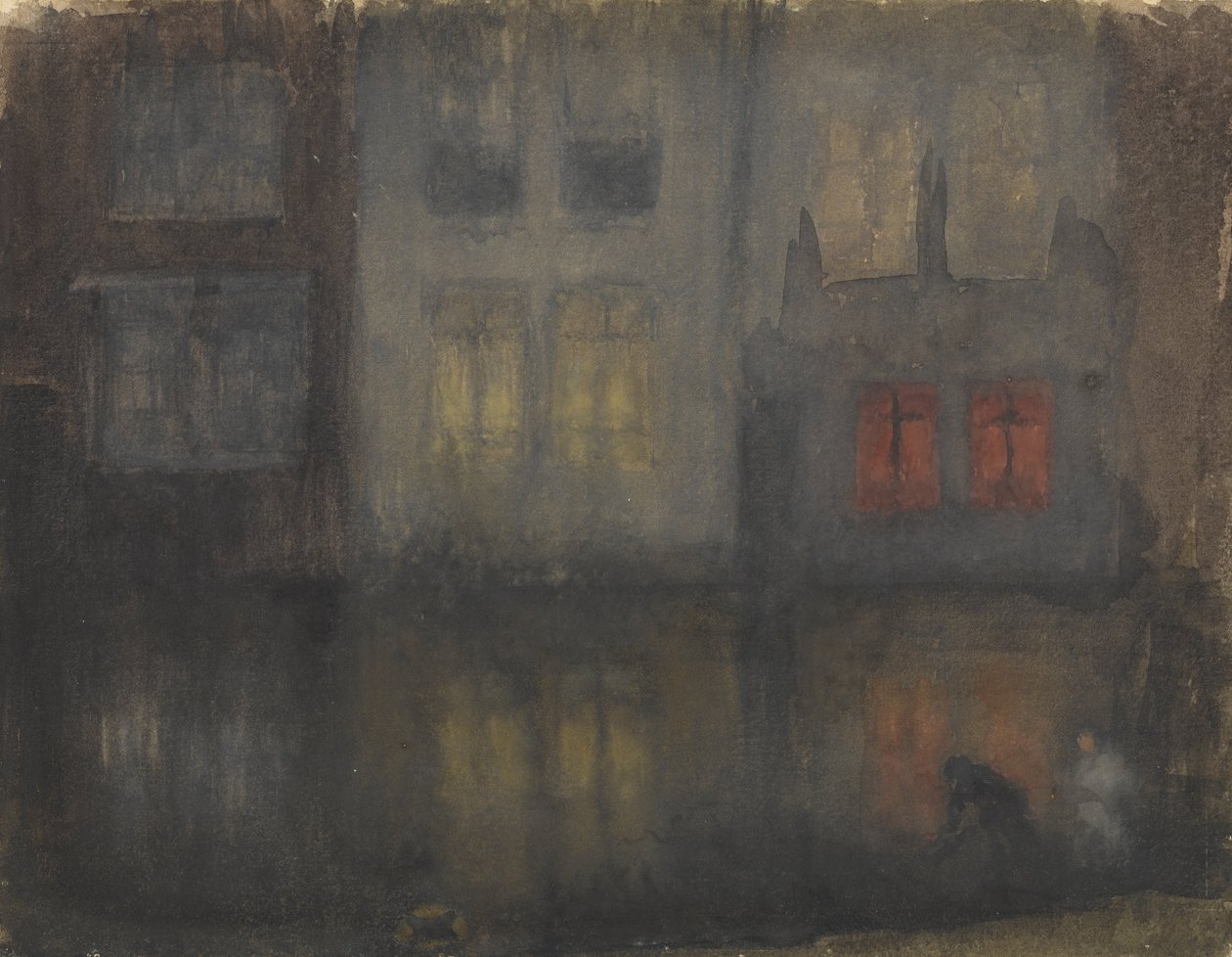 Nocturne- fekete és piros- hátsó csatorna, Hollandia alkotó: James Abbott McNeill Whistler