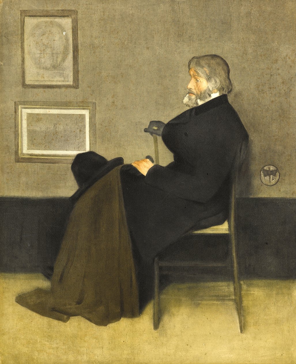 Thomas Carlyle portréja, 1880 körül (kézzel színezett fotogravúr, fehér szőtt papíron) alkotó: James Abbott McNeill Whistler
