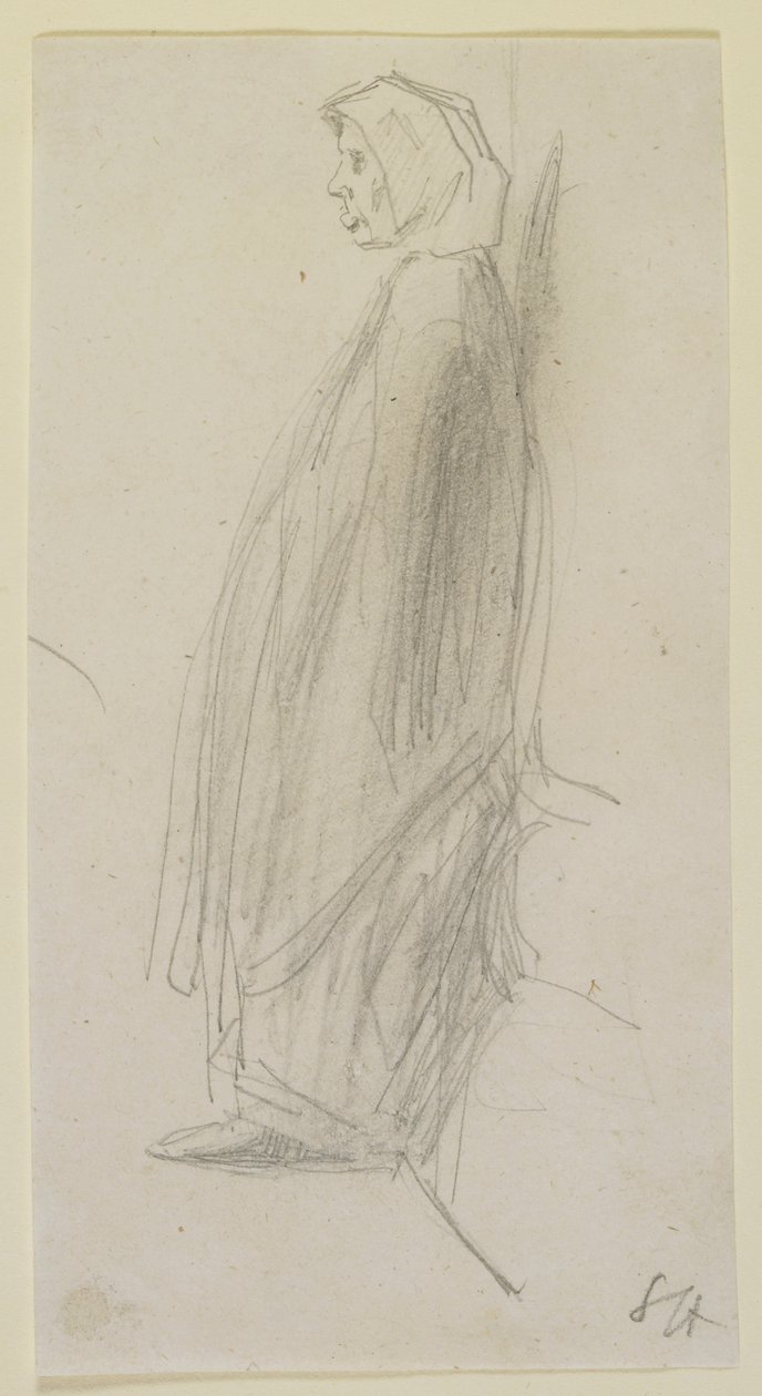 Álló öregasszony profilvázlata, 1858 (ceruza fehér papíron) alkotó: James Abbott McNeill Whistler