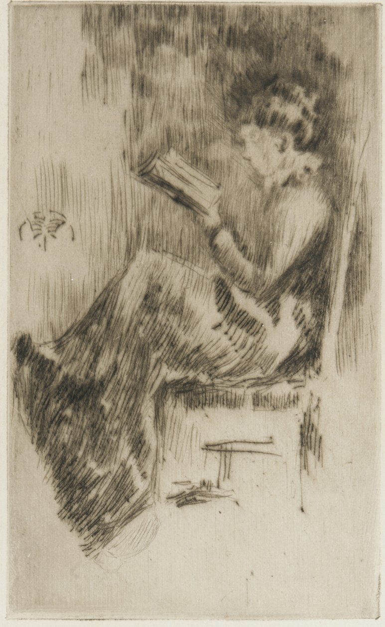 Könyvet olvas (esetleg Lizzie Dawson) 1873 körül (szárazhús papíron) alkotó: James Abbott McNeill Whistler