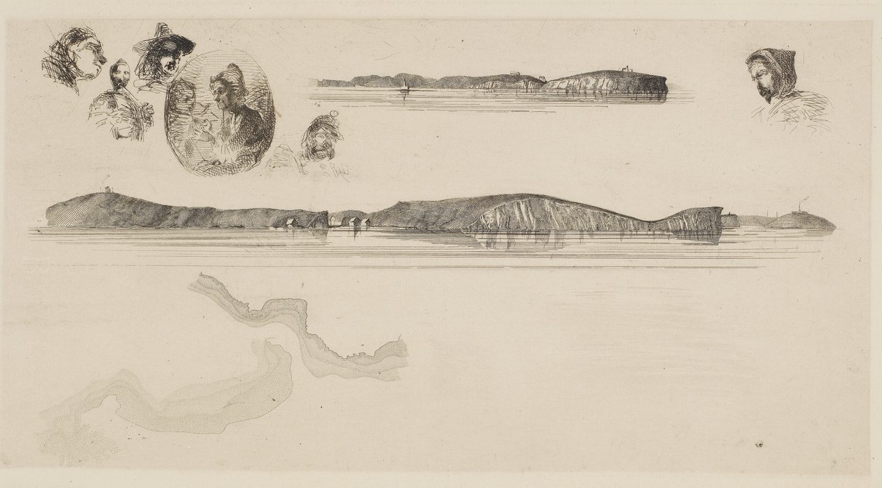 Vázlatok a Coast Survey Plate-n, 1854-55 (rézkarc papírra) alkotó: James Abbott McNeill Whistler