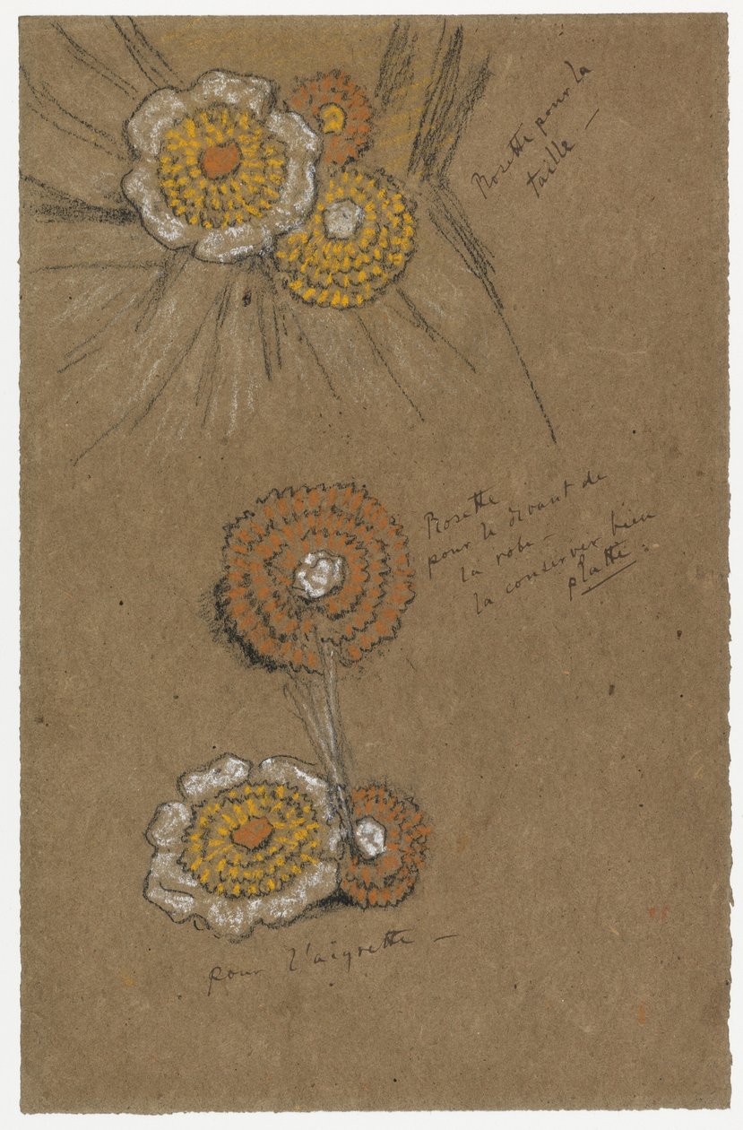Studies of Rosettes, 1871-74 (fekete és fehér kréták barna papíron) alkotó: James Abbott McNeill Whistler