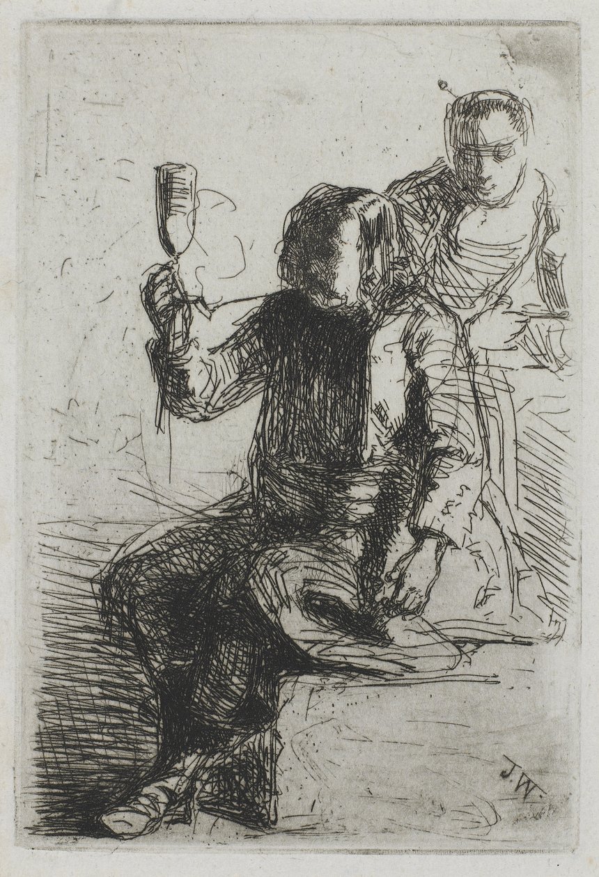 A holland poharat tart, 1857 körül (rézkarc papírra) alkotó: James Abbott McNeill Whistler