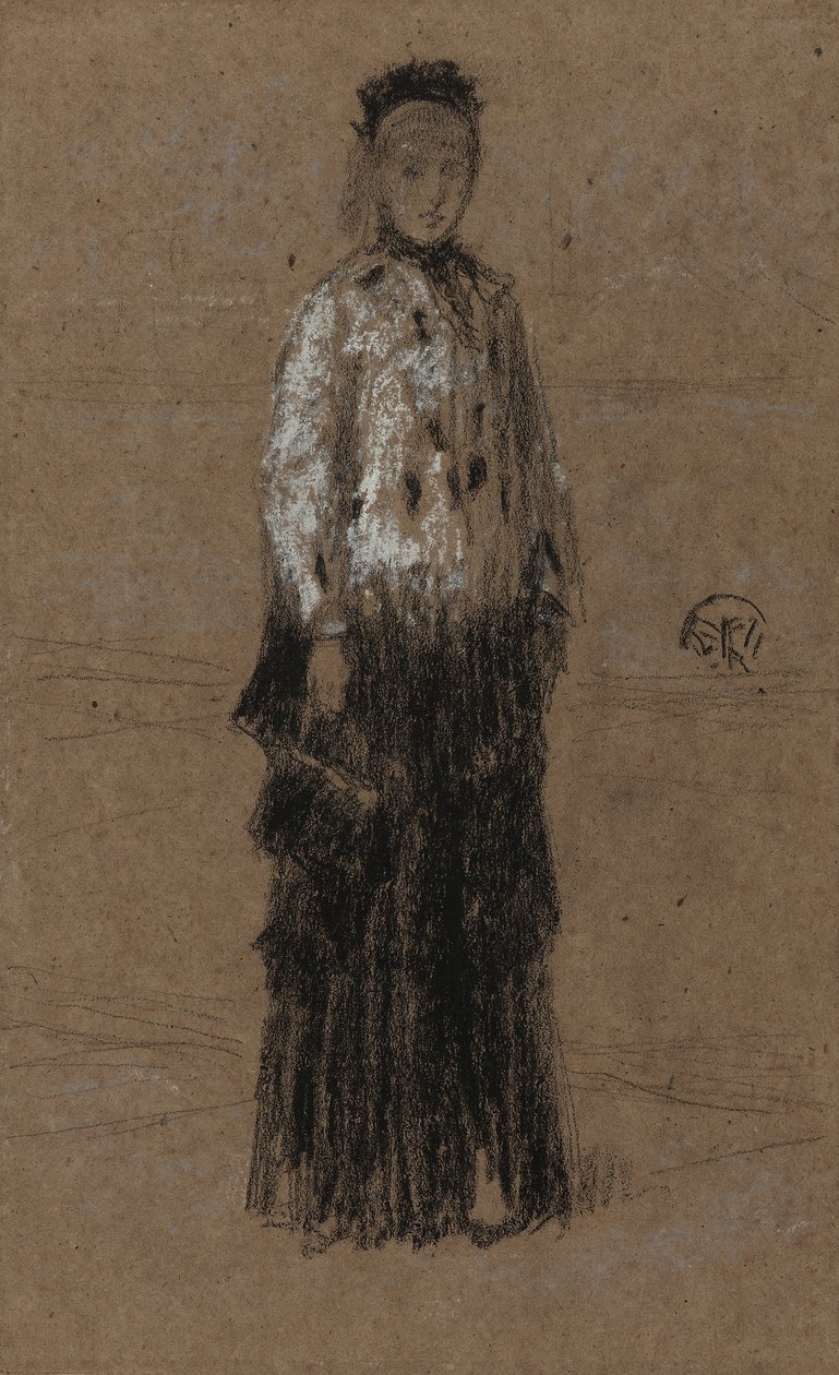 A hermelinkabát, 1870-73 (kréta és pasztell, barna papír) alkotó: James Abbott McNeill Whistler